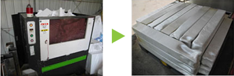 Styrofoam volume reduction system/Blocks after volume reduction