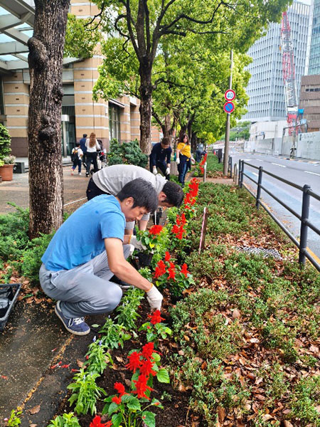 Volunteer flower-planting activity